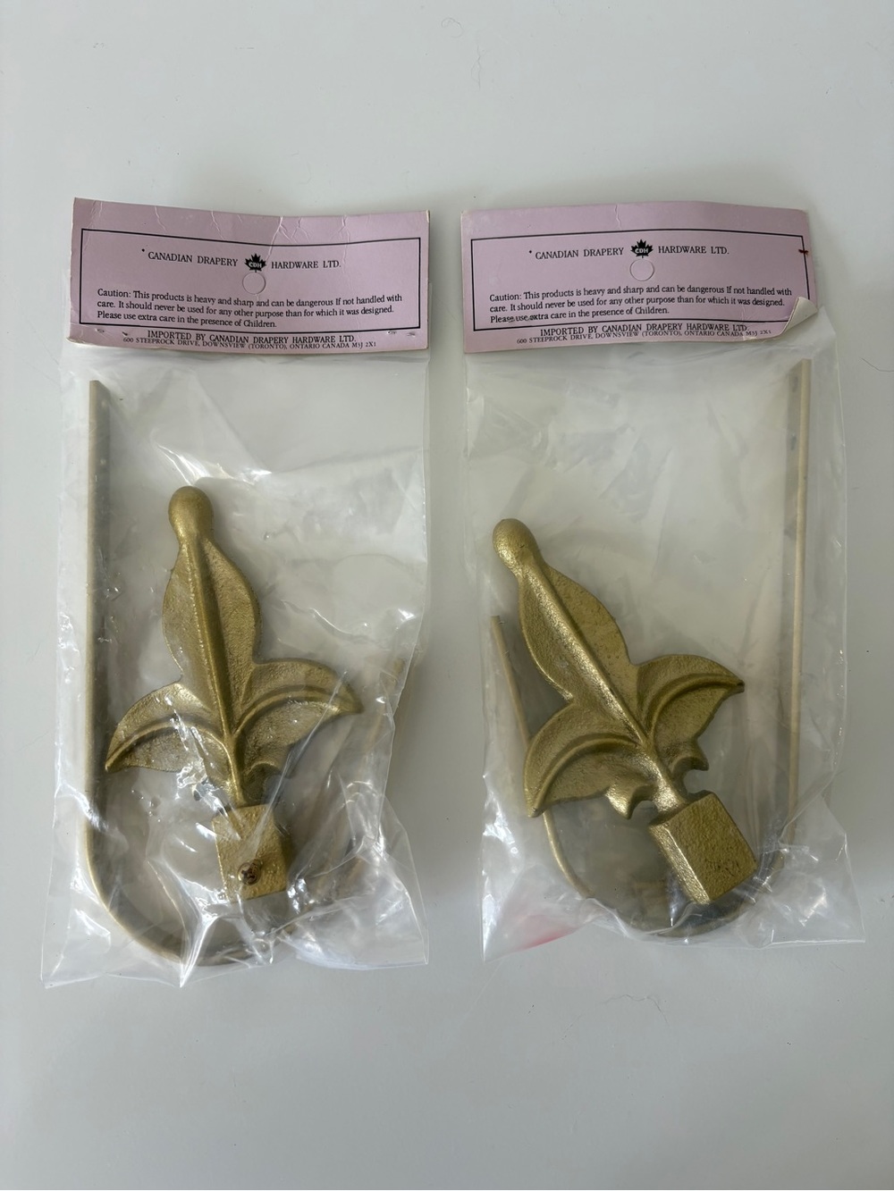 Vintage Fleur De Lis Gold Tone Curtain Tie Backs Drape Hold Backs New in Package